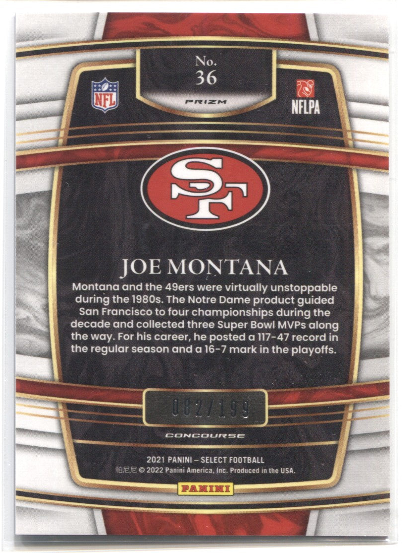 2021 Joe Montana Panini Select BLUE 082/199 #36 San Francisco 49ers HO