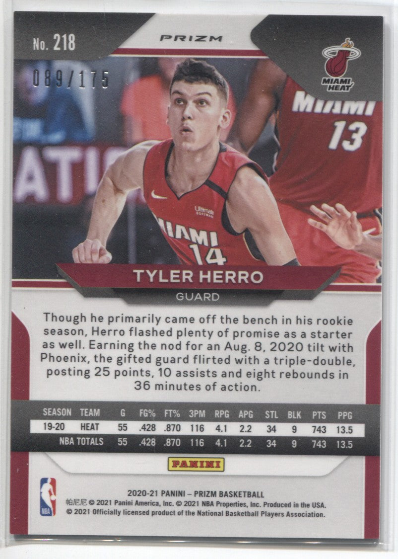 2020-21 Tyler Herro Panini Prizm PURPLE CRACKED ICE 089/175 #218 Miami