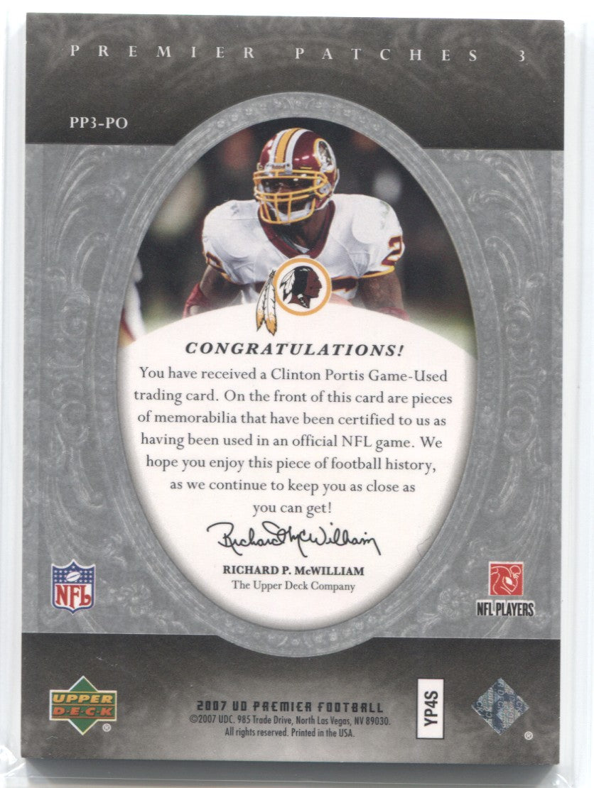 Clinton Portis Triple Game Used Jersey Card