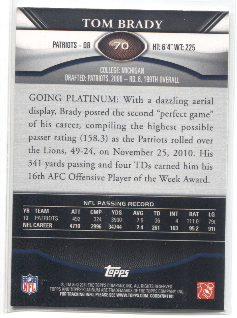 Tom Brady 2011 Topps Platinum #70