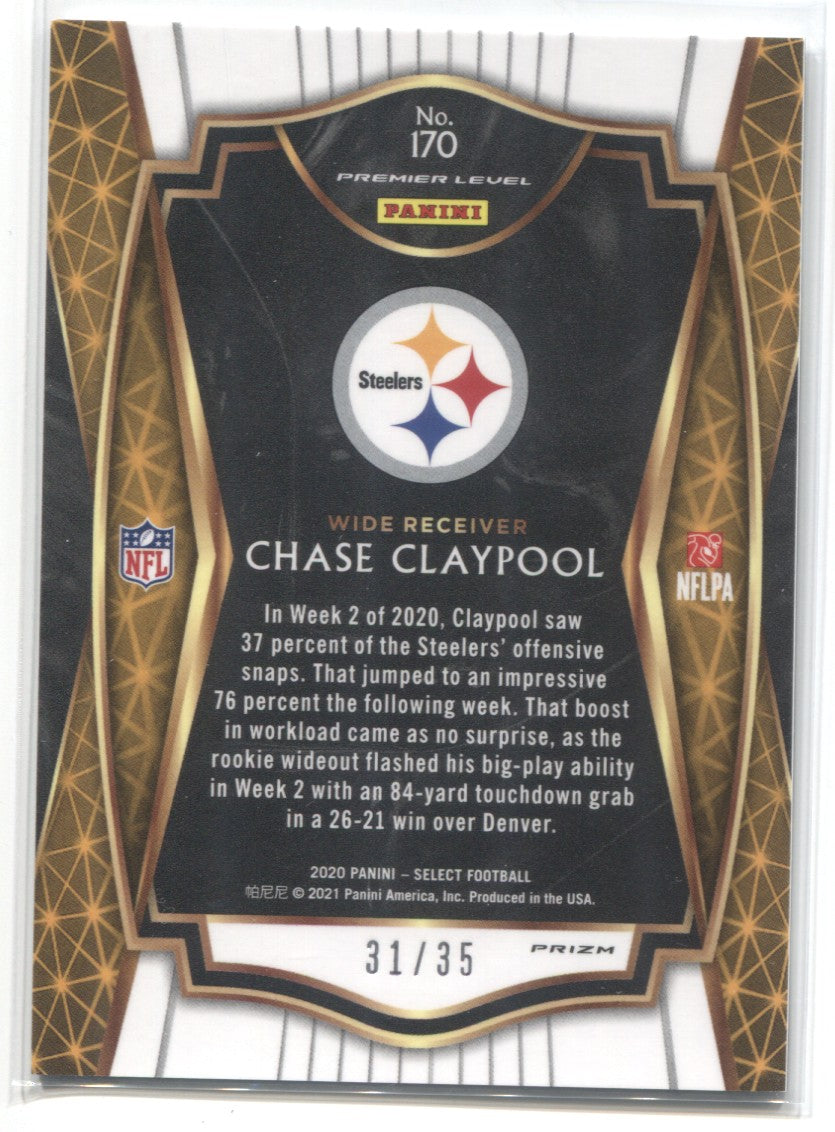 2020 Chase Claypool Panini Select WHITE PREMIER LEVEL ROOKIE 31/35 RC