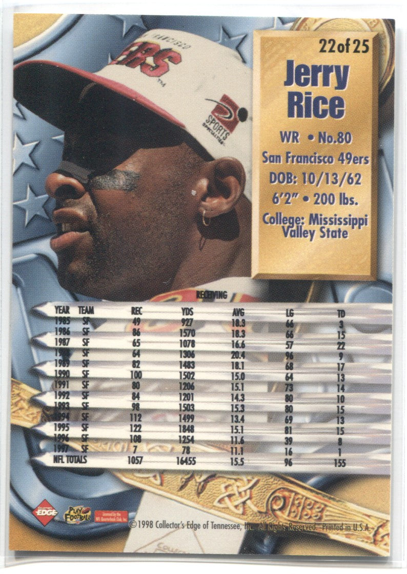 1998 Jerry Rice Collector's Edge Spectrum PROOF #22 San Francisco 49er