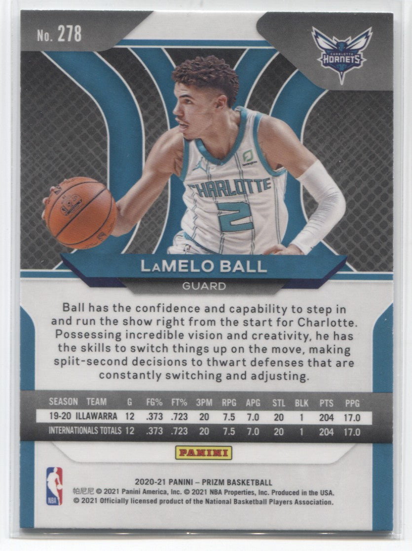 2020-21 Lamelo Ball Panini Prizm ROOKIE RC #278 Charlotte Hornets 1