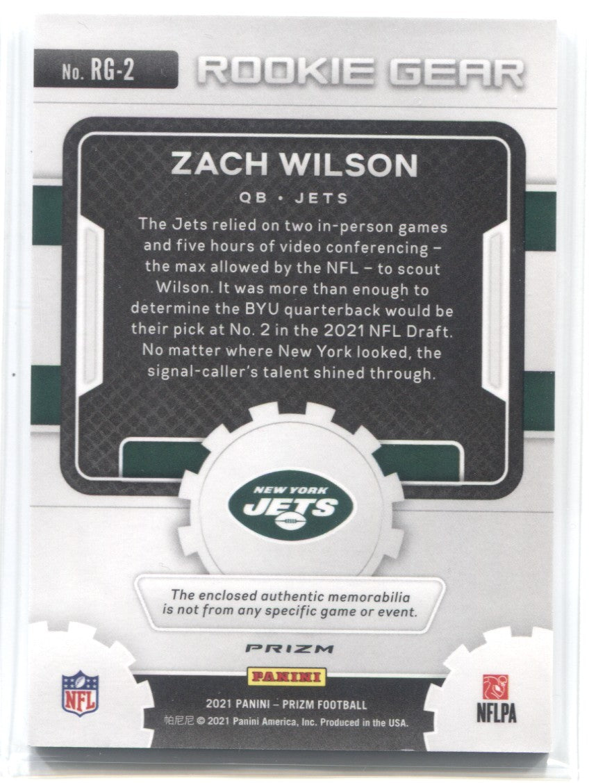 2021 Zach Wilson Panini Prizm PINK ROOKIE GEAR JERSEY RELIC RC #R-2 Ne