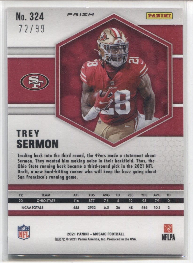 Trey Sermon 49ers 2021 Panini Mosaic NFL Debut Rookie #255 – DA PHOENIX  CARD SHOP