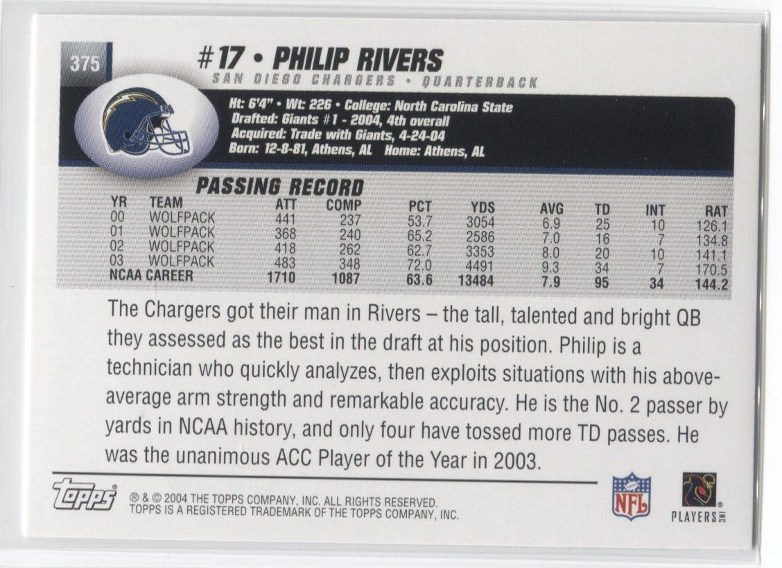 Philip Rivers Rookie Card 2004 Topps Collection #375 ISA 9 MINT