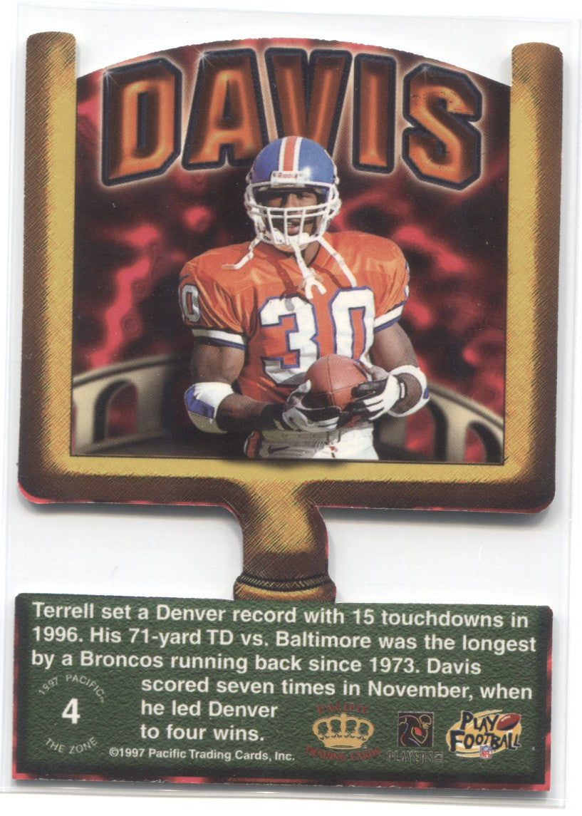 1997 Terrell Davis Pacific Crown Collection THE ZONE DIE CUT #4 Denver