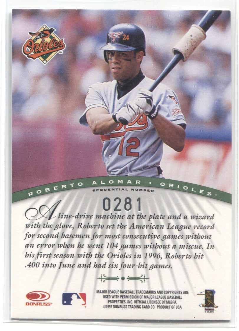 1997 Roberto Alomar Donruss SIGNATURE SERIES MILLENNIUM MARKS AUTO 028