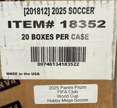 2025 Panini Prizm FIFA Club World Cup Soccer Hobby Mega, 20 Box Case