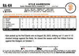 2024 Kyle Harrison Autograph Topps Chrome ROOKIE 2 #RA-KH AUTO SAN FRANCISCO GIANTS