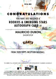 2020 Mauricio Dubon Autograph Topps Inception ROOKIE RED 45/75 #RESA-MD AUTO SAN FRANCISCO GIANTS
