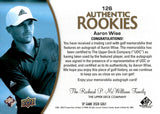 2024 Aaron Wise Autograph Relic Rookie Upper Deck SP Game Used Golf AUTHENTIC ROOKIES AUTO RELIC 438/599 #126