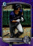 2025 Charlie Condon Bowman BOWMAN CHROME PROSPECT PURPLE SHIMMER 130/250 #BCP-248 Colorado Rockies