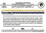 2024 Jackson Chourio Rookie Topps Chrome RAYWAVE RC #161 MILWAUKEE BREWERS 1