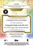 2018 Marwin Gonzalez Autograph Relic Topps TRIPLE THREADS BASEBALL AUTO RELIC 22/75 #UAJR-MGO HOUSTON ASTROS