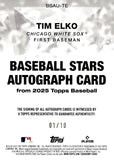 2025 Tim Elko Autograph Rookie Topps Update Series BASEBALL STARS ROOKIE AUTO BLACK 01/10 #BSAU-TE CHICAGO WHITE SOX