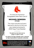 2009 Michael Bowden Relic Autograph Topps Finest AUTO LETTER PATCH 22/75 #155 BOSTON RED SOX