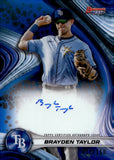 2024 Brayden Taylor Autograph Bowman's Best BEST OF 2024 BLUE REFRACTOR 011/150 #B24-BT TAMPA BAY RAYS
