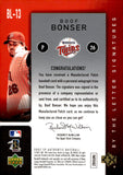 2007 Boof Bonser Autograph Upper Deck SP AUTHENTIC LETTER RELIC AUTOGRAPH 29/50 #BL-13 MINNESOTA TWINS