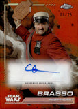 2024 Joplin Sibtain as Brasso Topps Star Wars Chrome Auto Autograph 8/25 #AU-B ORANGE REFRACTOR