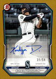 2026 Korbyn Dickerson Auto Autograph Topps Bowman Prospects GOLD PAPER 31/50 #BPA-KD Seattle Mariners