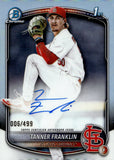 2025 Tanner Franklin Auto Autograph Bowman Chrome Baseball 1st Bowman Refractor 006/499  #CPA-TF St. Louis Cardinals