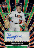 2026 Greyson Bell Auto Autograph Panini USA Stars and Stripes Baseball Green Ice Prizm 68/99 #NTS-GB