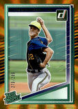 2025 Jacob Misiorowski Panini Donruss Baseball Rated Rookie Orange Laser 273/299 #128 Milwaukee Brewers