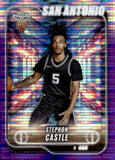 2024-25 Stephon Castle Rookie Topps Chrome Basketball Purple Sonar Refractor 144/275 #122 San Antonio Spurs