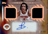 2025-26 Pacome Dadiet Rookie Auto Autograph Relic Topps Inception Basketball Franchise Fundamentals Gold 25/50 #FF-PD New York Knicks