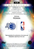 2025-26 Noah Penda Rookie Auto Autograph Relic Topps Inception Basketball Jumbo Relic Autograph #RJ-NP Orlando Magic