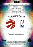 2025-26 Collin Murray-Boyles Rookie Auto Autograph Relic Topps Inception Basketball Jumbo Relic Autograph Red 45/75 #RJ-CM Toronto Raptors