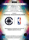 2025-26 Yanic Konan-Niederhauser Rookie Auto Autograph Relic Topps Inception Basketball Jumbo Relic Autograph Pink 08/99 #RJ-YK Los Angeles Clippers