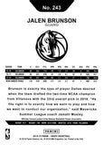2018-19 Jalen Brunson Rookie Panini NBA Hoops Basketball #243 Dallas Mavericks