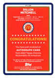 2022 Dillon Mitchell Auto Autograph Topps McDonald's All American Basketball #PA-DM TEXAS