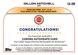 2022 Dillon Mitchell Auto Autograph Topps Chrome McDonald's All American Basketball Refractor #CA-DM TEXAS 1