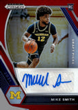 2021 Mike Smith Auto Autograph Panini Prizm Draft Picks Basketball ROOKIE RC Red Prizm 61/199 #DP-MSM Michigan