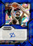 2021 Santi Aldama Auto Autograph Panini Prizm Draft Picks Basketball ROOKIE RC Blue Ice 44/75  #SS-SAA Dallas Mavericks