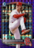 2025 Quinn Mathews Topps Bowman Chrome Baseball 1st Bowman Purple Geometric 192/250 #BCP-25 St. Louis Cardinals