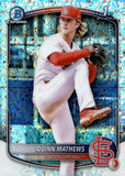 2025 Quinn Mathews Topps Bowman Chrome Baseball 1st Bowman White Speckle #BCP-25 St. Louis Cardinals 1