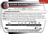 2025 Quinn Mathews Topps Bowman Chrome Baseball 1st Bowman White Speckle #BCP-25 St. Louis Cardinals 2
