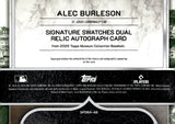 2025 Alec Burleson Auto Autograph Relic Topps Museum Collection Baseball Signature Swatches Dual Relic Autograph 71/75 #SPDRA-AB St. Louis Cardinals