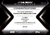2021 C-3PO Medallion Topps Star Wars Masterwork Character Medallion Card Green 70/99 #CM-C3C