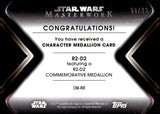 2021 R2-D2 Medallion Topps Star Wars Masterwork Character Medallion Card Green 56/99 #CM-RR
