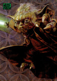 2026 Grand Master Yoda Topps Chrome Star Wars Galaxy Green Kaleidoscope Refractor 082/199 #48