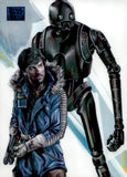 2026 Cassian Andor and K-2SO Topps Chrome Star Wars Galaxy Blue RayWave Refractor 114/175 #9