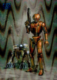 2026 HK-47 & T3-M4 Topps Chrome Star Wars Galaxy Original Art Card Knight of the Old Republic Blue RayWave Refractor 046/175 #KOTOR-12