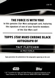 2025 Tait Fletcher as Paz Vizsla Auto Autograph Topps Chrome Smugglers Outpost Star Wars Chrome Black #CB-TF