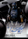 2025 Tait Fletcher as Paz Vizsla Auto Autograph Topps Chrome Smugglers Outpost Star Wars Chrome Black #CB-TF