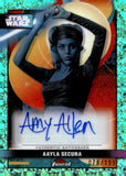2025 Amy Allen as Aayla Secura Auto Autograph Smugglers Outpost Star Wars Topps Finest Aqua Mini-Diamond Refractor 078/150 #FA-AA